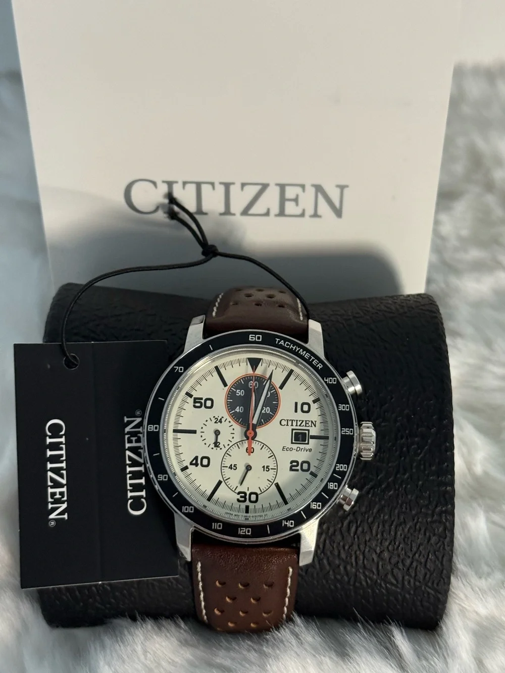 Citizen Brycen Eco-Drive Chronograph CA0649-06X Cream Dial NWT Box